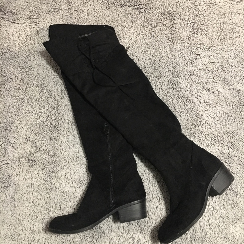 Long black suede boots